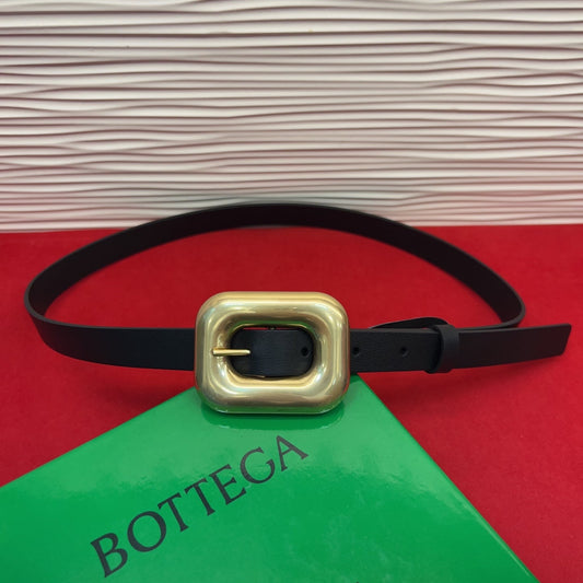 BV Chain Link Belt 2cm Black Gold Grain Cowhide 202794