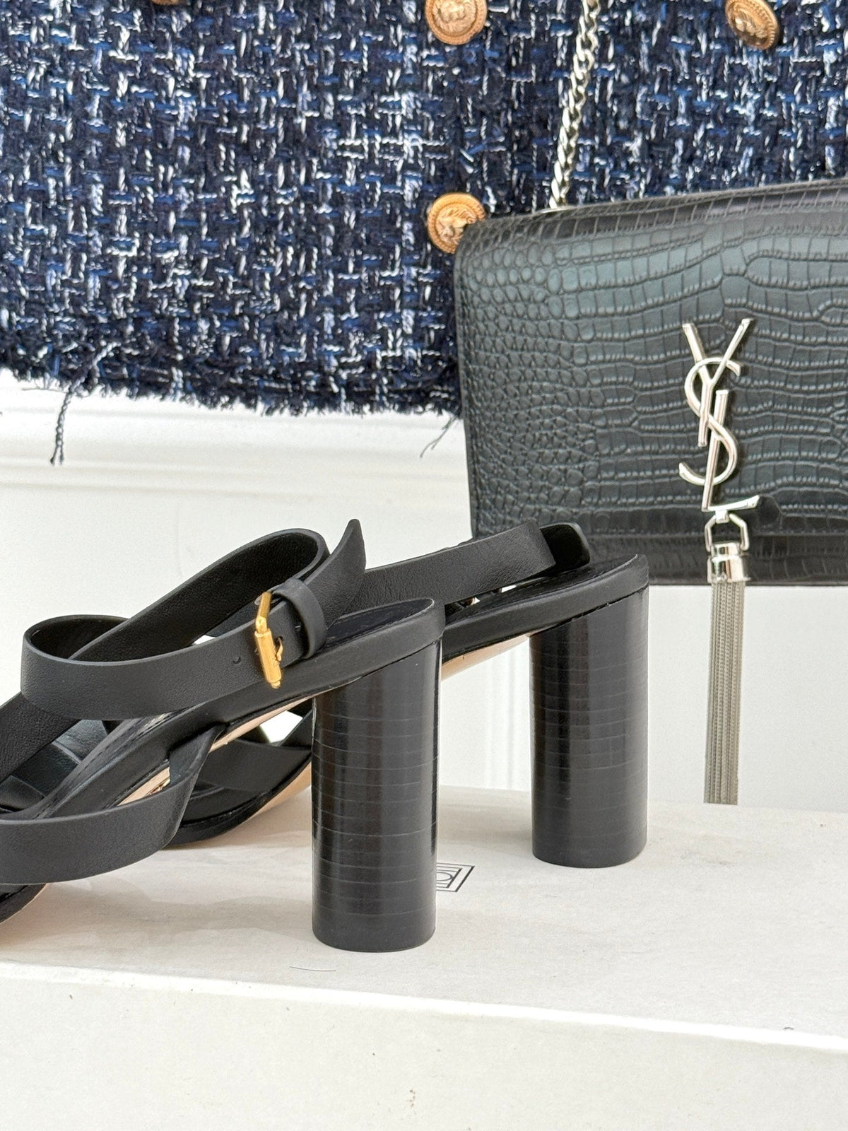 CD D-Club Heeled Sandal 80mm Black Calfskin 473834
