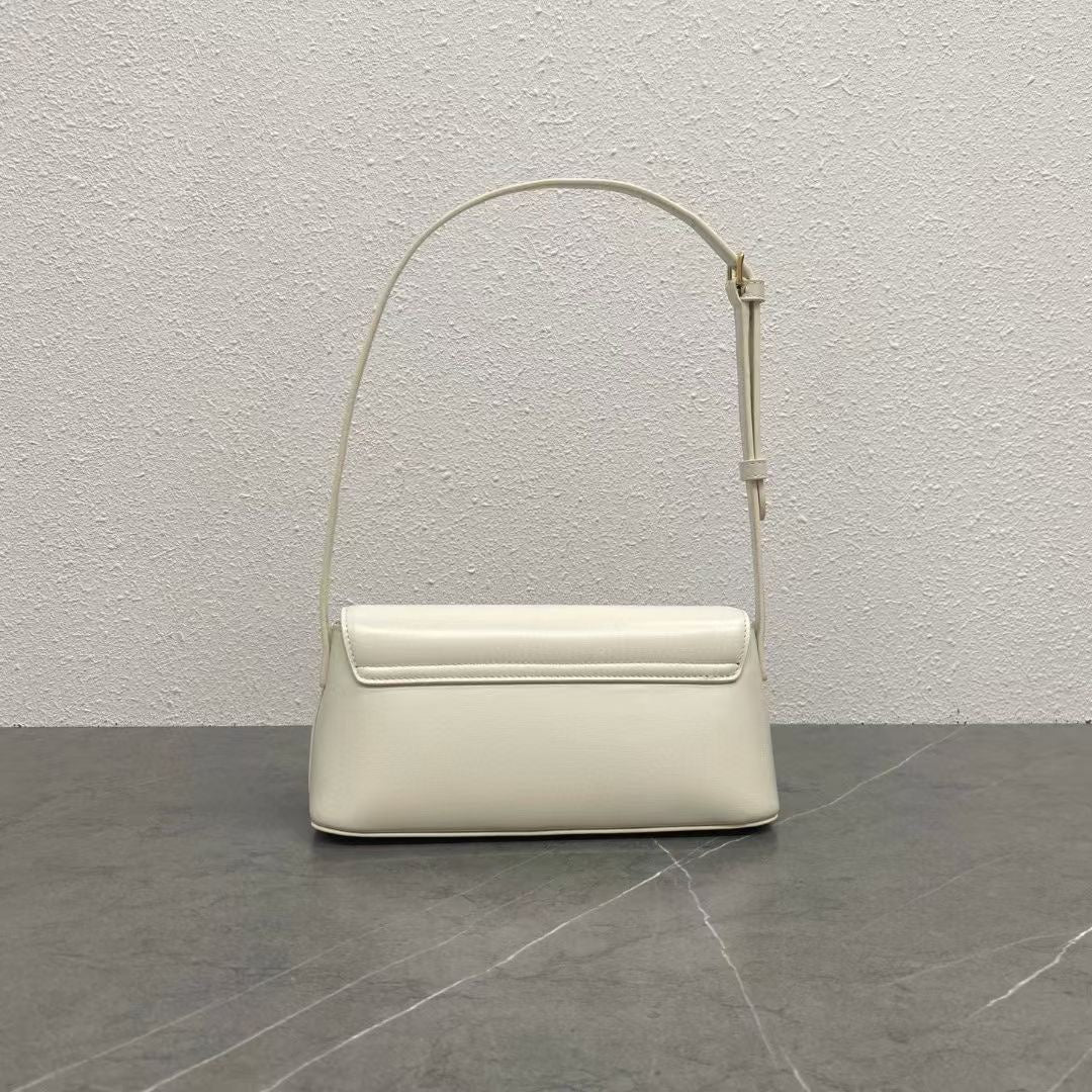 Celine 25CE Diane Shoulder Bag White Glossy Leather