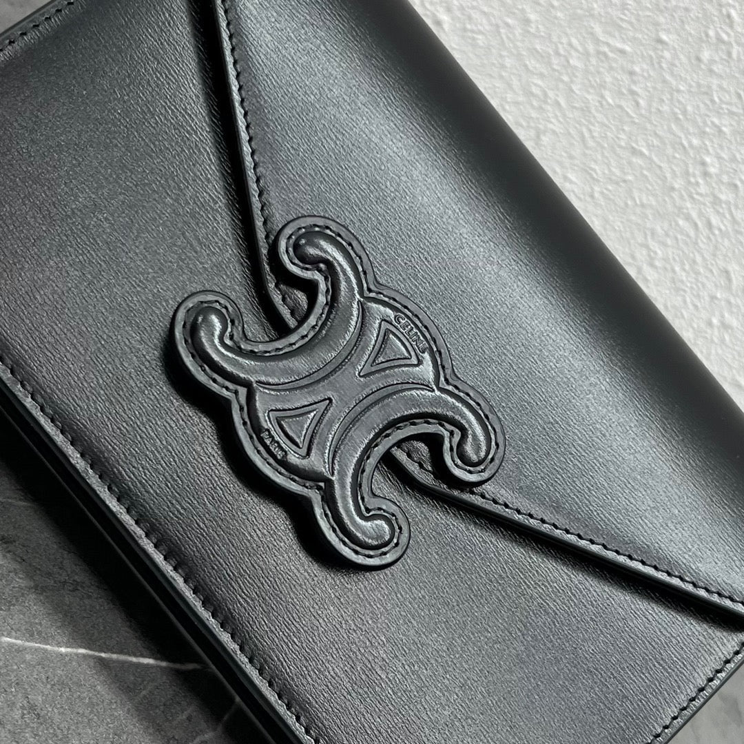 Celine WOC Triomphe Black Cowhide