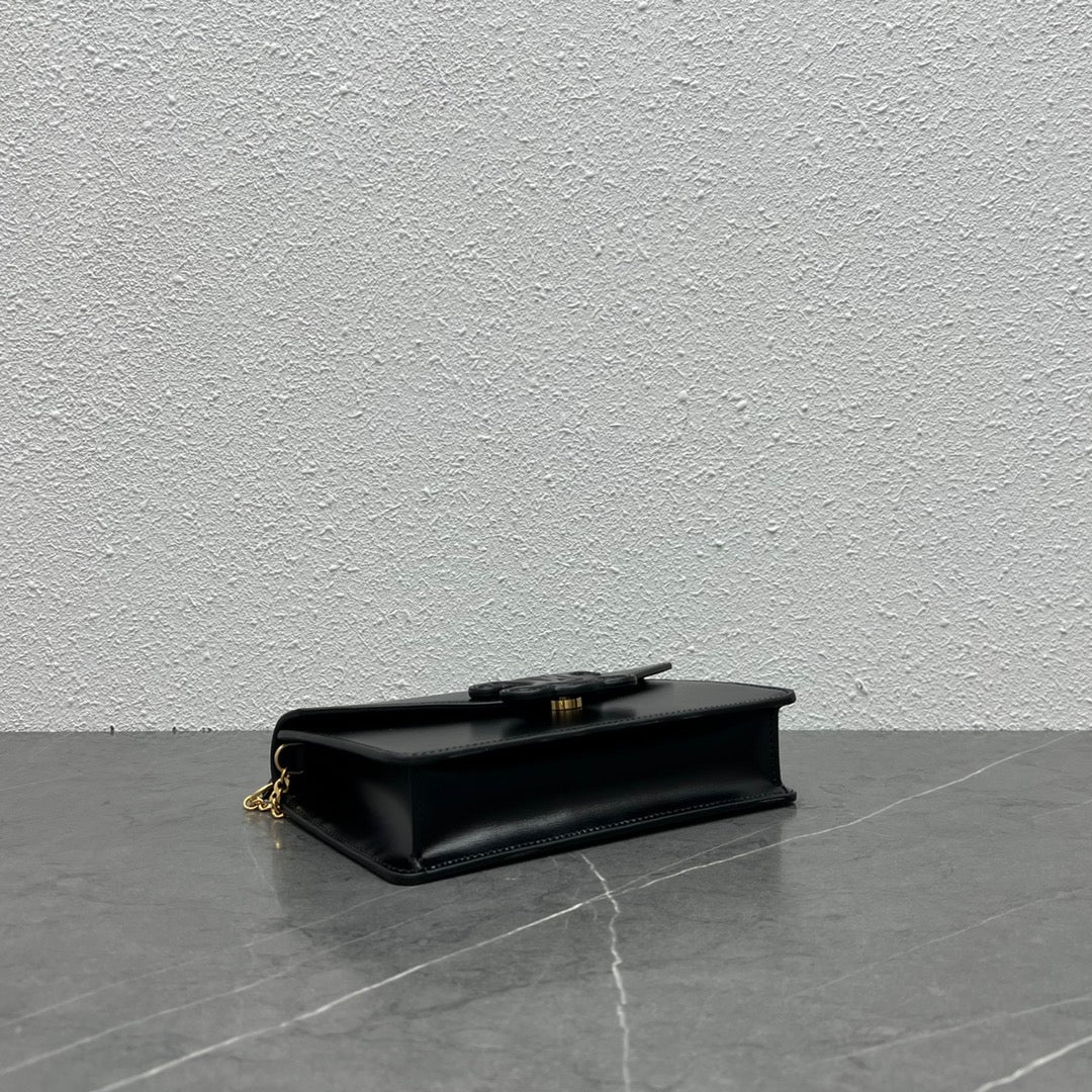 Celine WOC Triomphe Black Cowhide