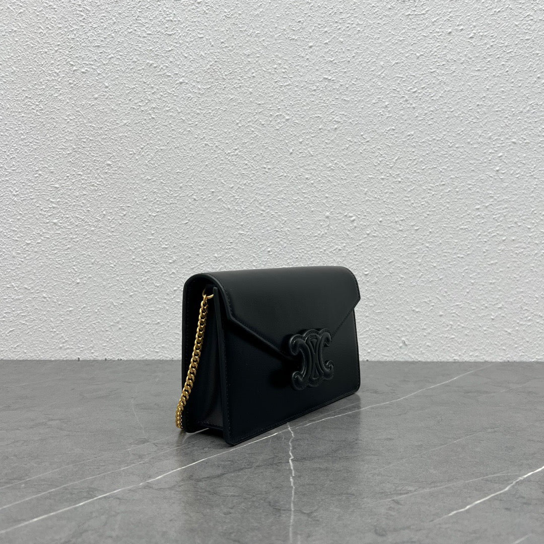 Celine WOC Triomphe Black Cowhide