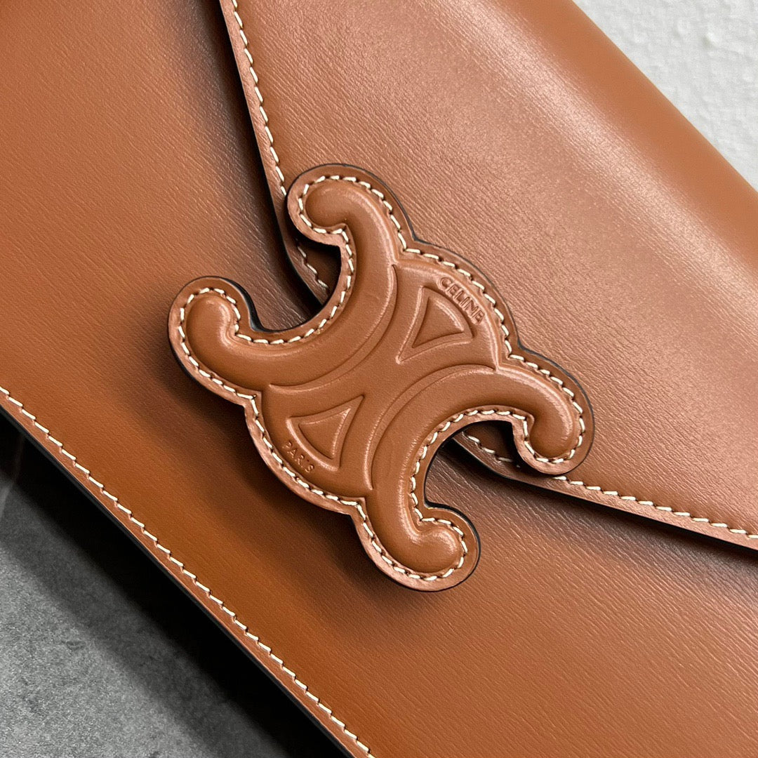 Celine WOC Triomphe Brown Cowhide
