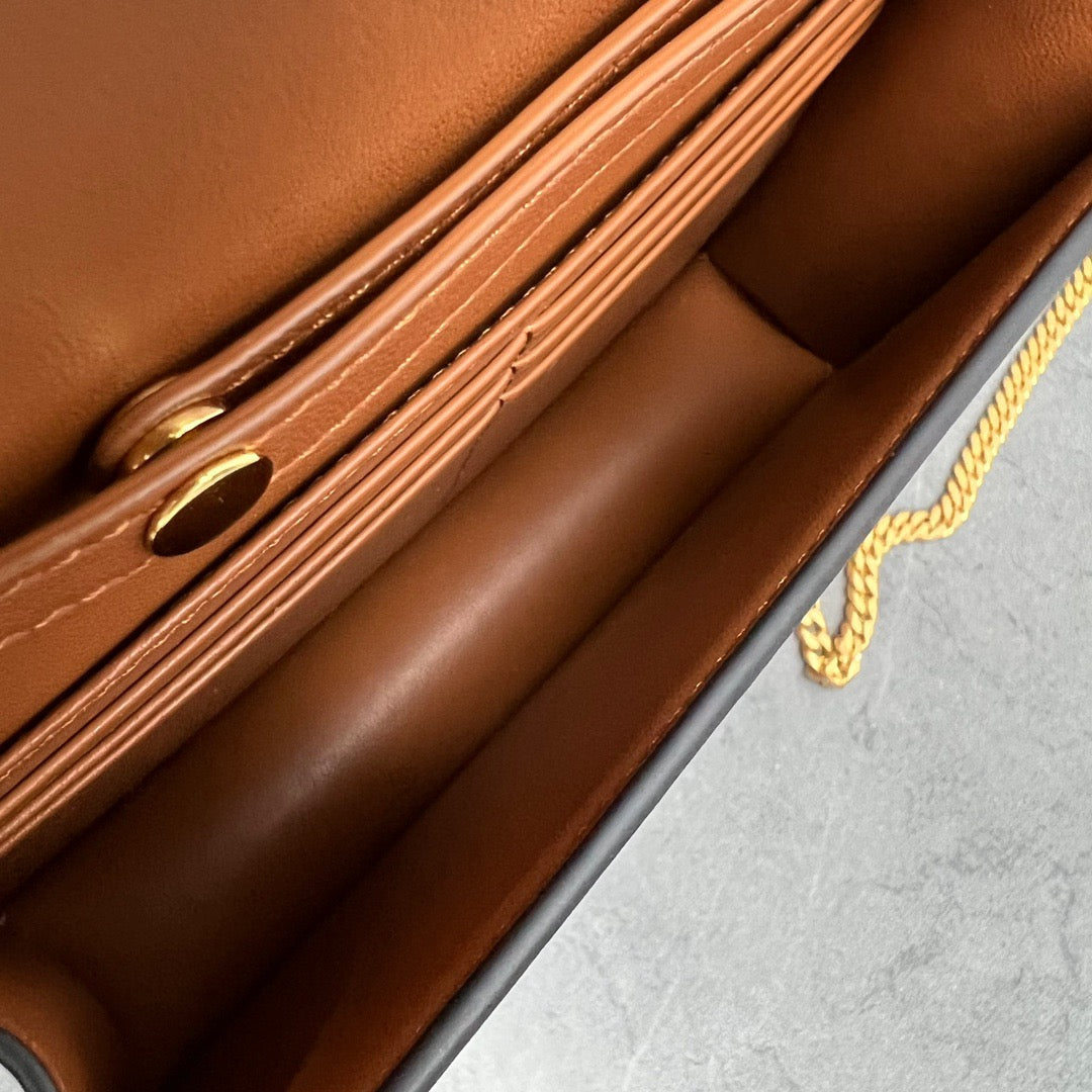 Celine WOC Triomphe Brown Cowhide
