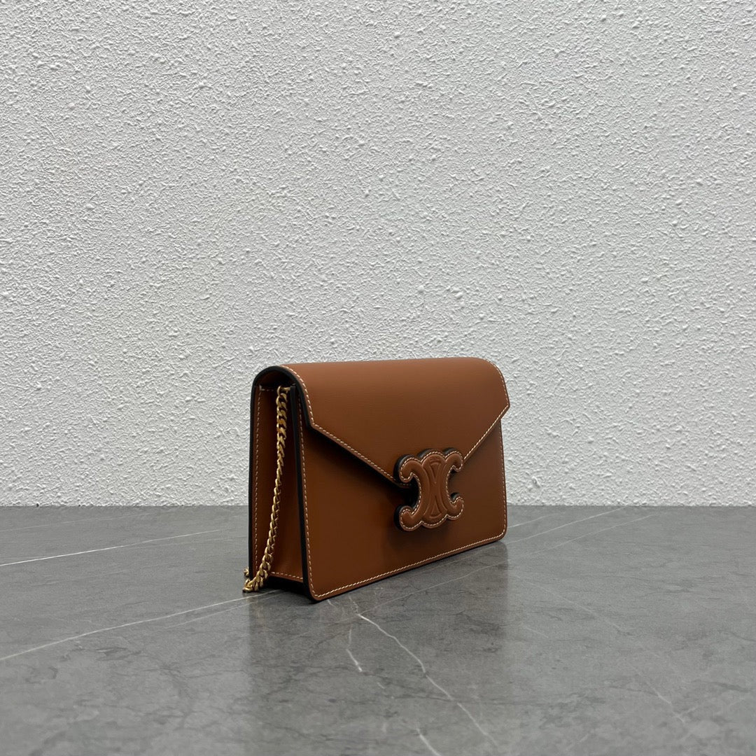 Celine WOC Triomphe Brown Cowhide