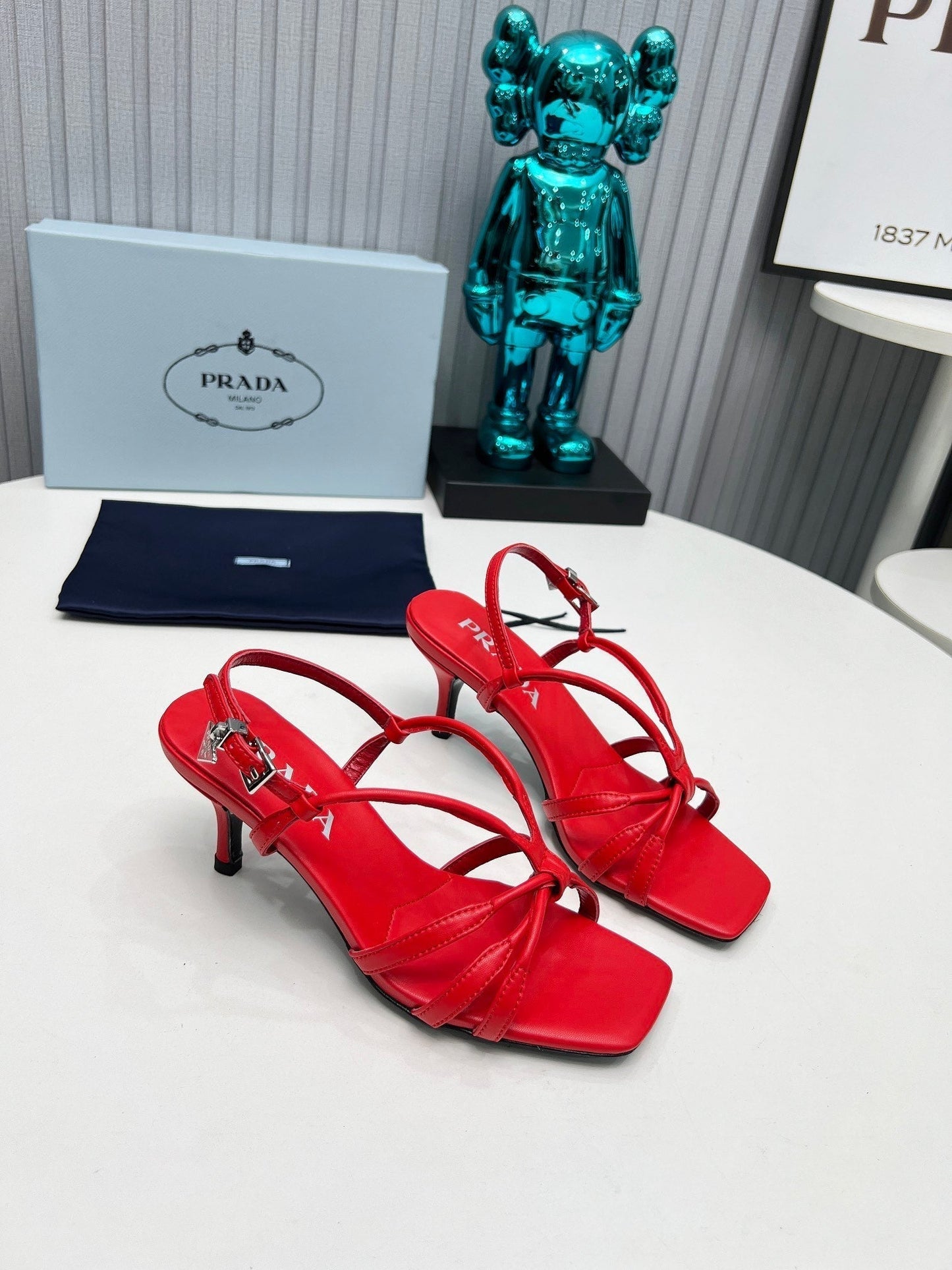 Prada 26s Strappy Sandals Stiletto Heel 60mm In Dark Red Calfskin