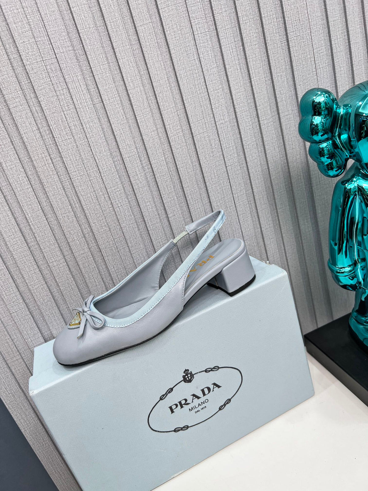 Prada 26s Square Toe Studded Slingback Block Heel 40mm In Black Patent Calfskin