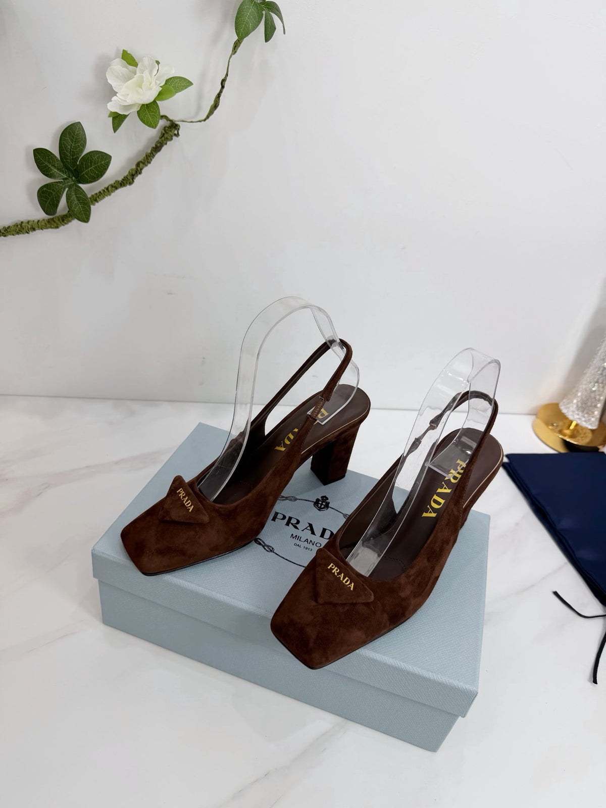 PRA 26SS Slingback 85 Dark Brown Suede 592374