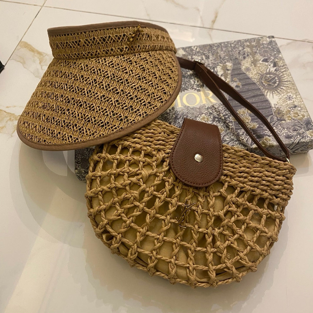YSL Tote Bag & Hat Set Plant Grass 207604