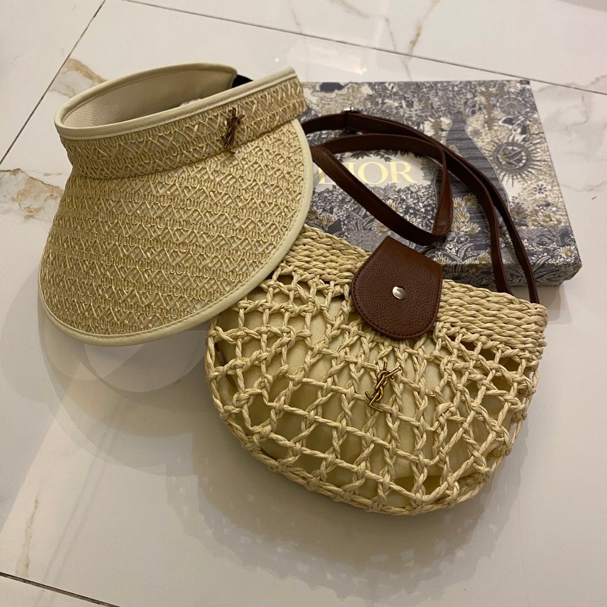 YSL Tote Bag & Hat Set Plant Grass 207604