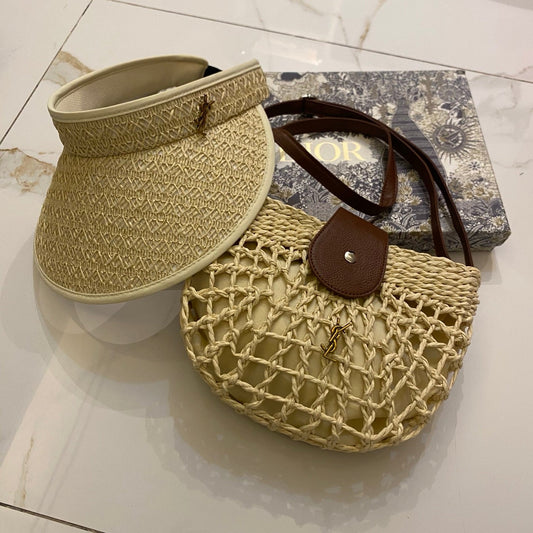 YSL Tote Bag & Hat Set Plant Grass 207604