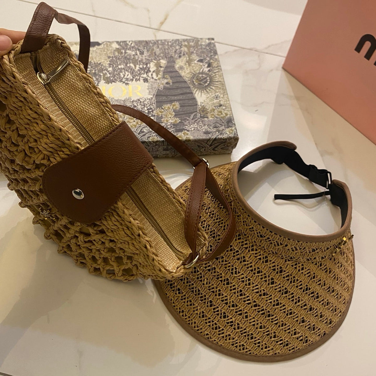YSL Tote Bag & Hat Set Plant Grass 207604