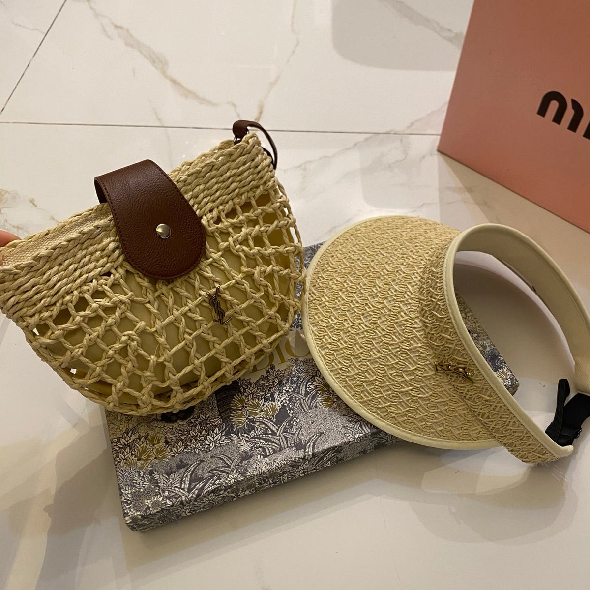YSL Tote Bag & Hat Set Plant Grass 207604