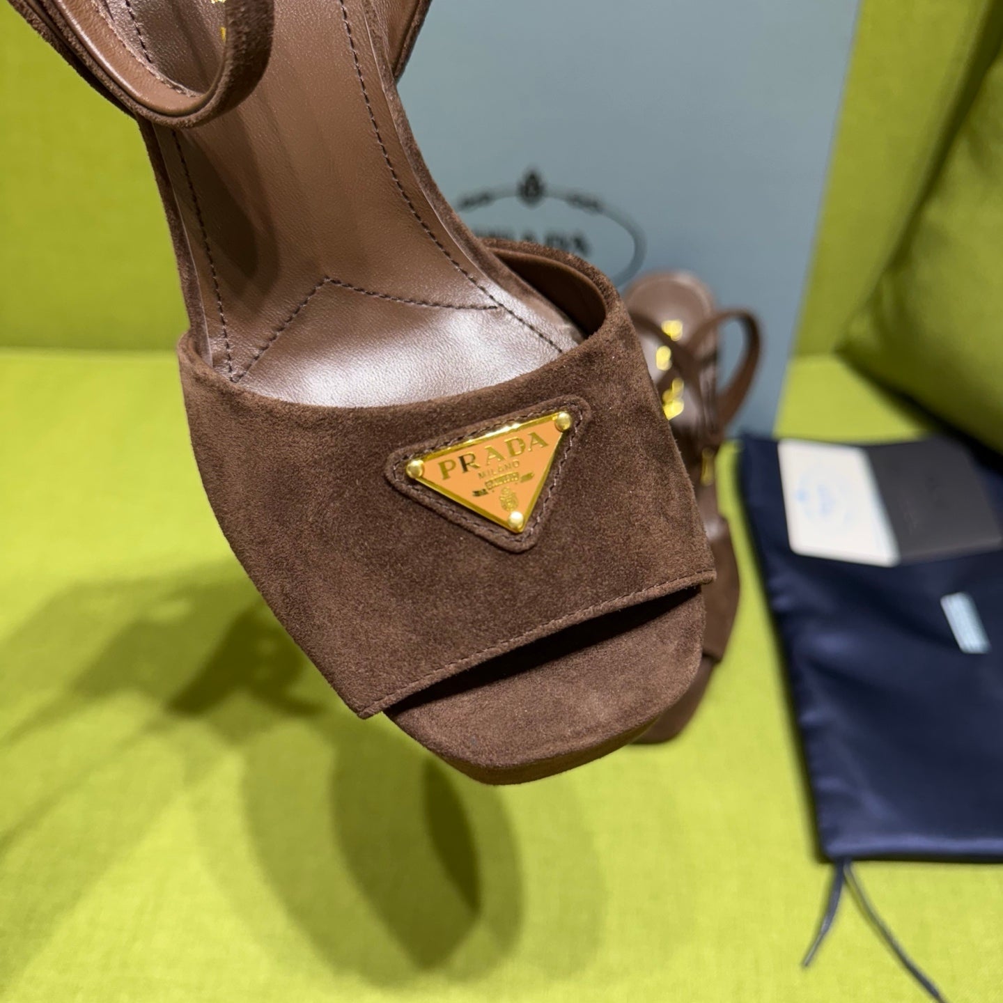 Prada 25 AW Platform Sandals Dark Brown Suede 564120