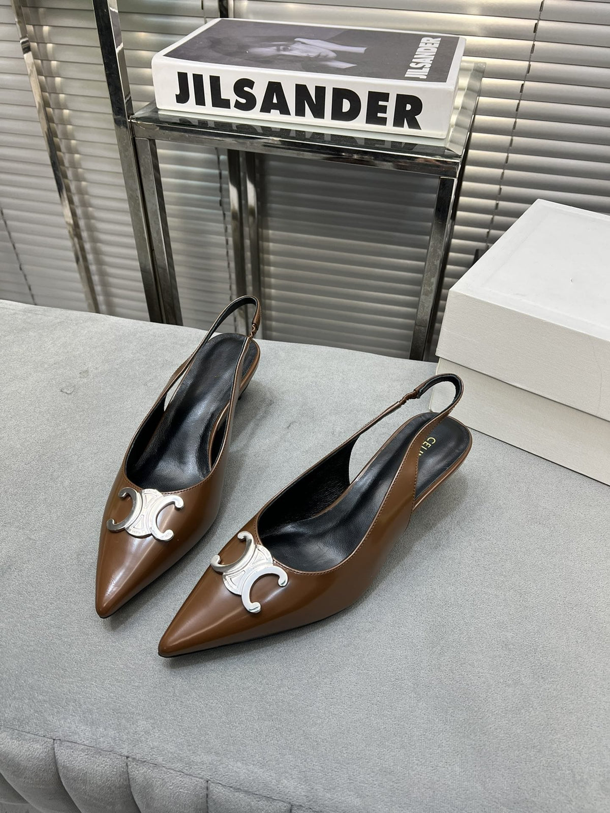 alma triomphe 50 slingback chocolate patent calfskin