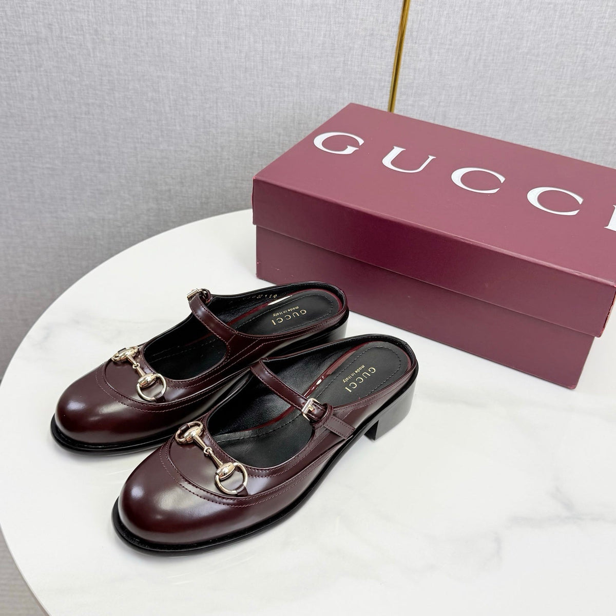 GG 26s Horsebit Slip-on Loafers Burgundy Glossy Leather 639927