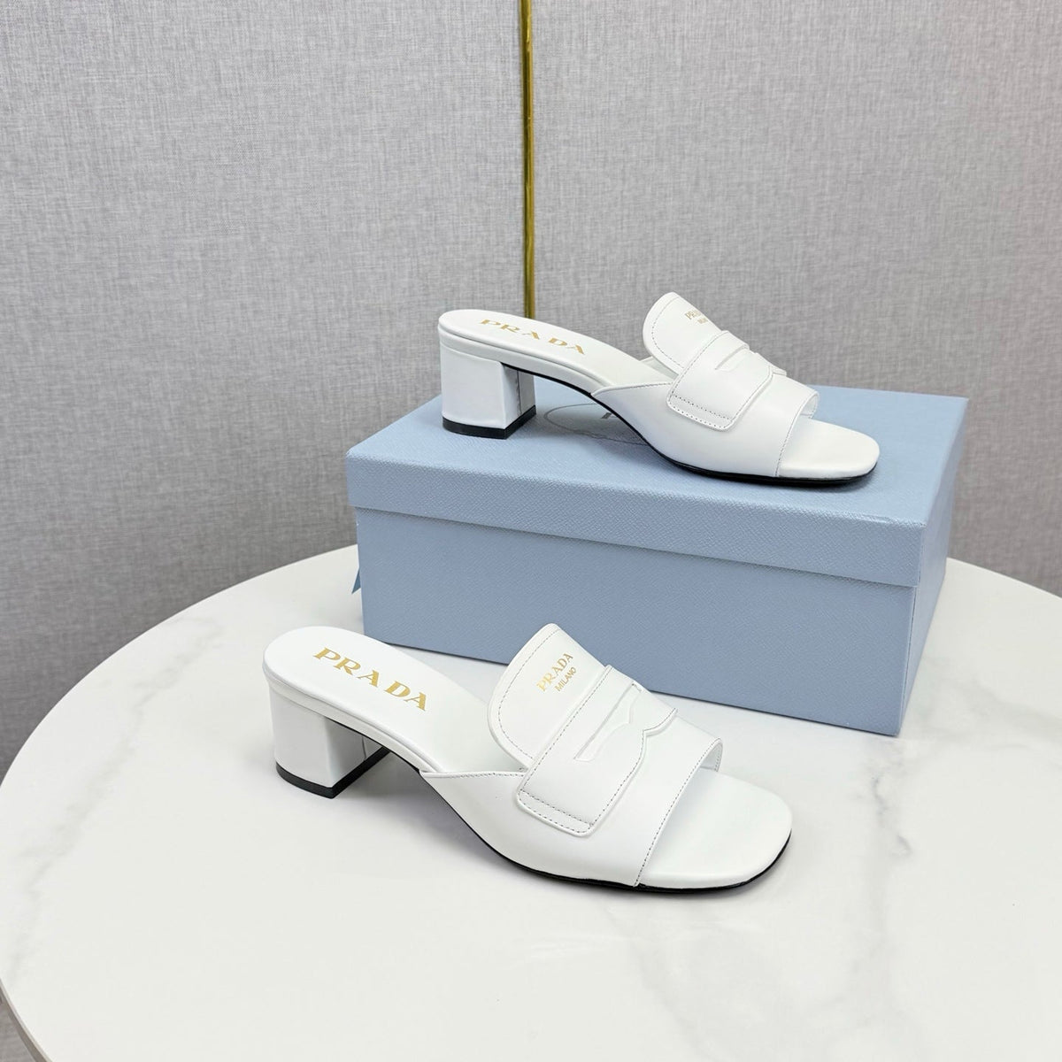 Prada Sandals 4.5cm White Leather 639958