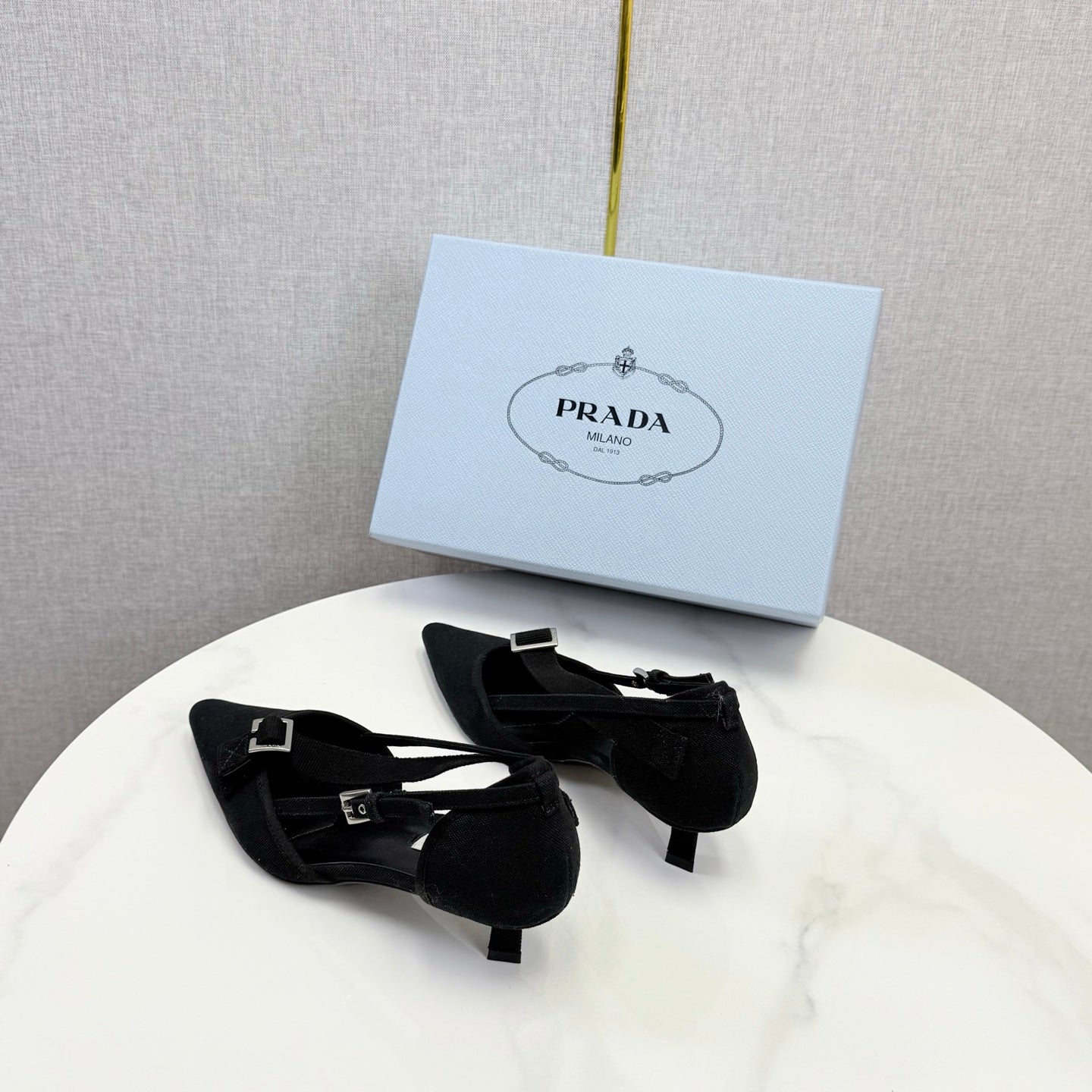 Prada Pumps 4.5cm Black Canvas 639960
