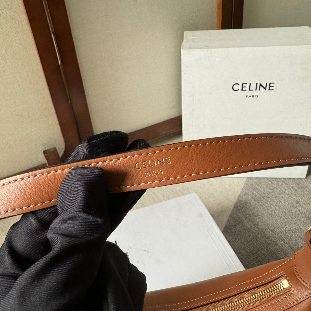 SMALL HELOÏSE BAG CUIR 22 IN GINGER ORANGE CALFSKIN EMBOSSED LOGO