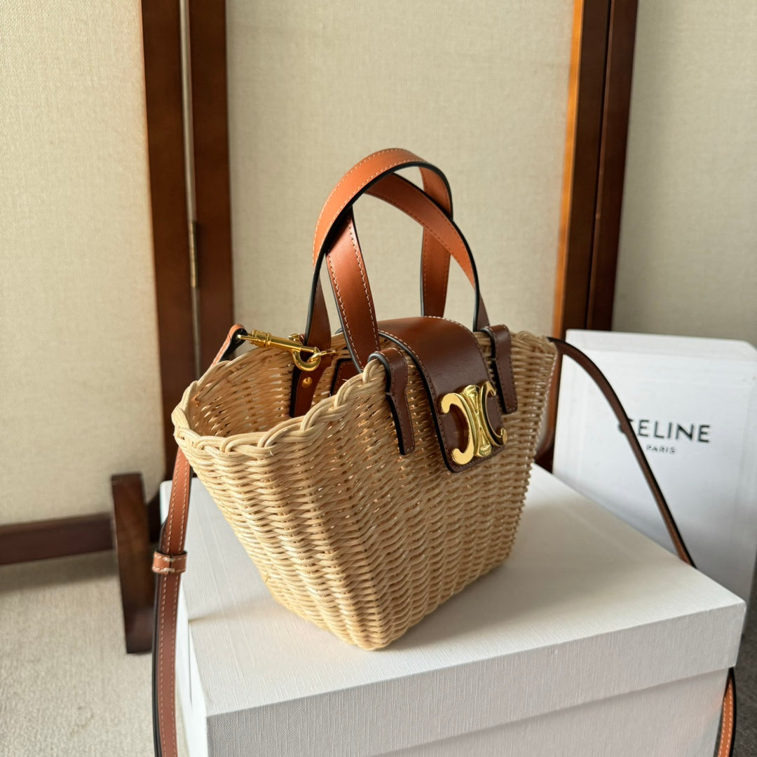 TEEN COUFFIN 32 IN BEIGE WINKER AND BROWN CALFSKIN TRIM