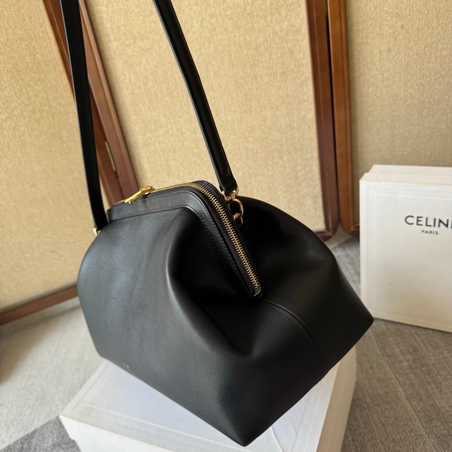 Celine Doctor's Pouch 35cm Black Calfskin 288926