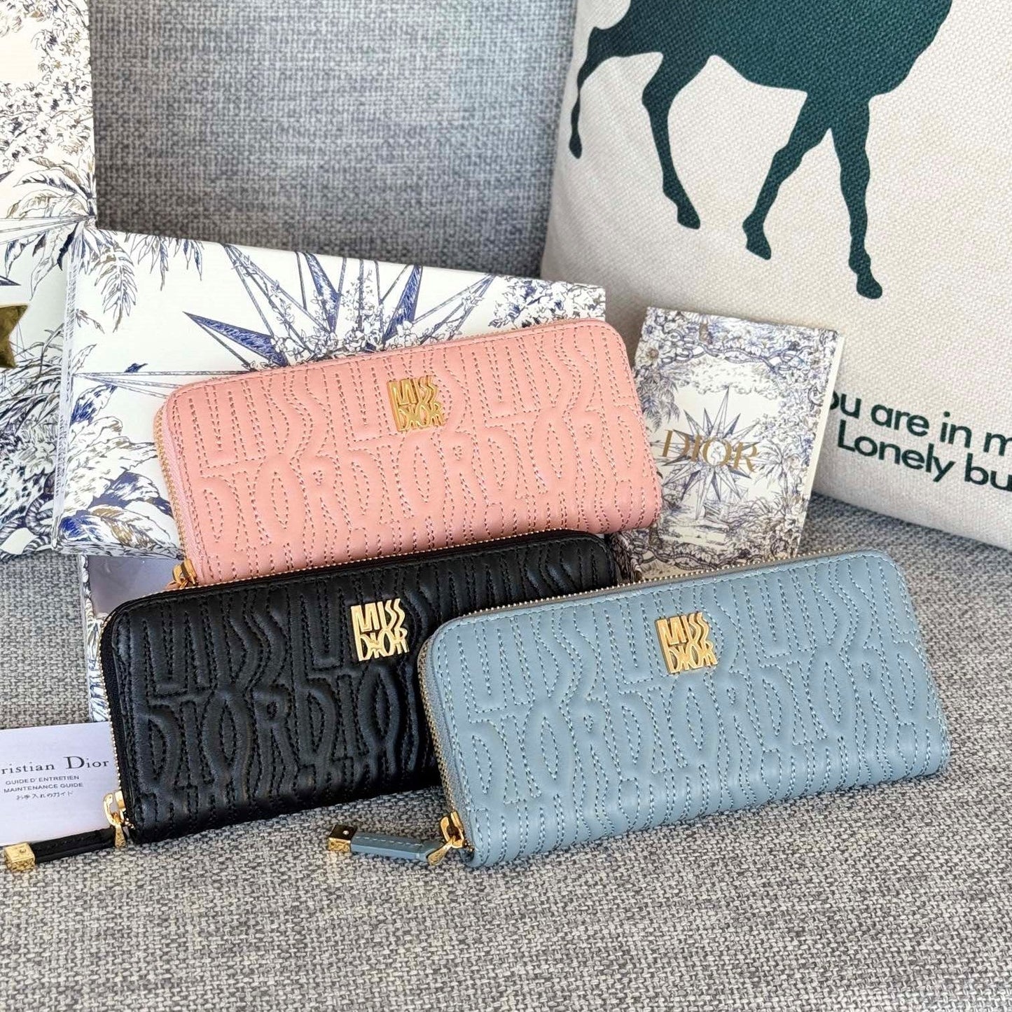 CD Miss Dior Freesia Zipper Wallet Lambskin GHW
