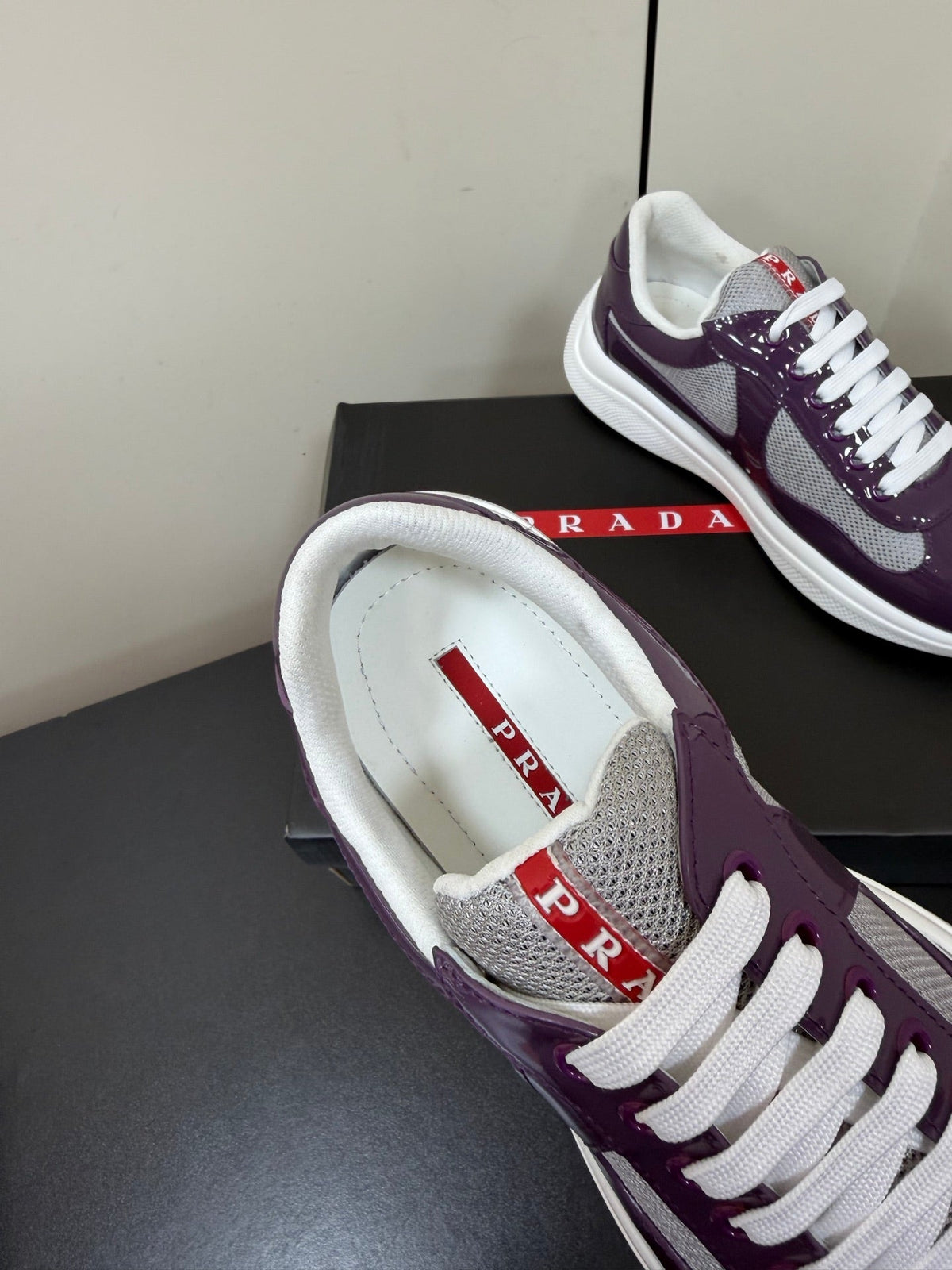 Prada America's Cup Sneaker Purple Patent Leather Mesh 618926