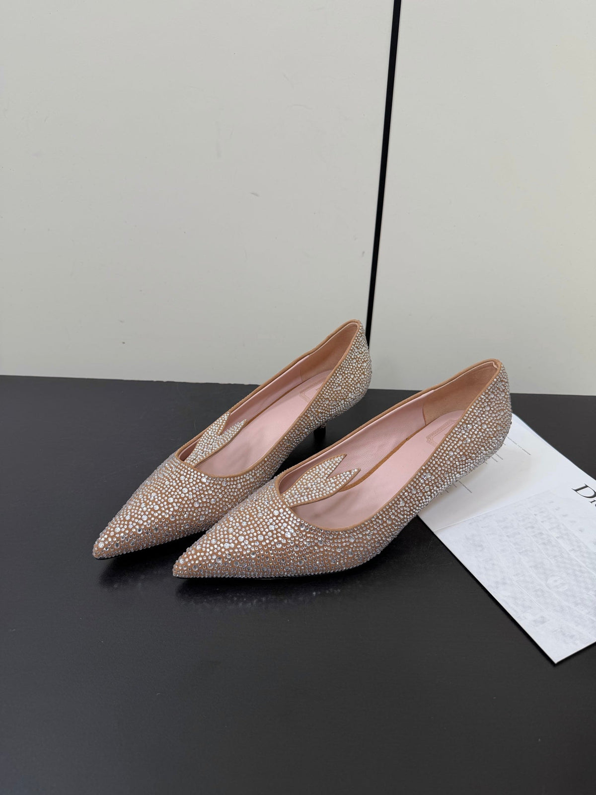 CD 26s Pointed-Toe High Heels 35mm In Nude Suede Crystal