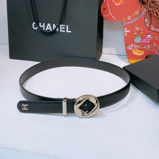 CC Pre 26s Belt 3.0cm Black Light Gold Calfskin 203374