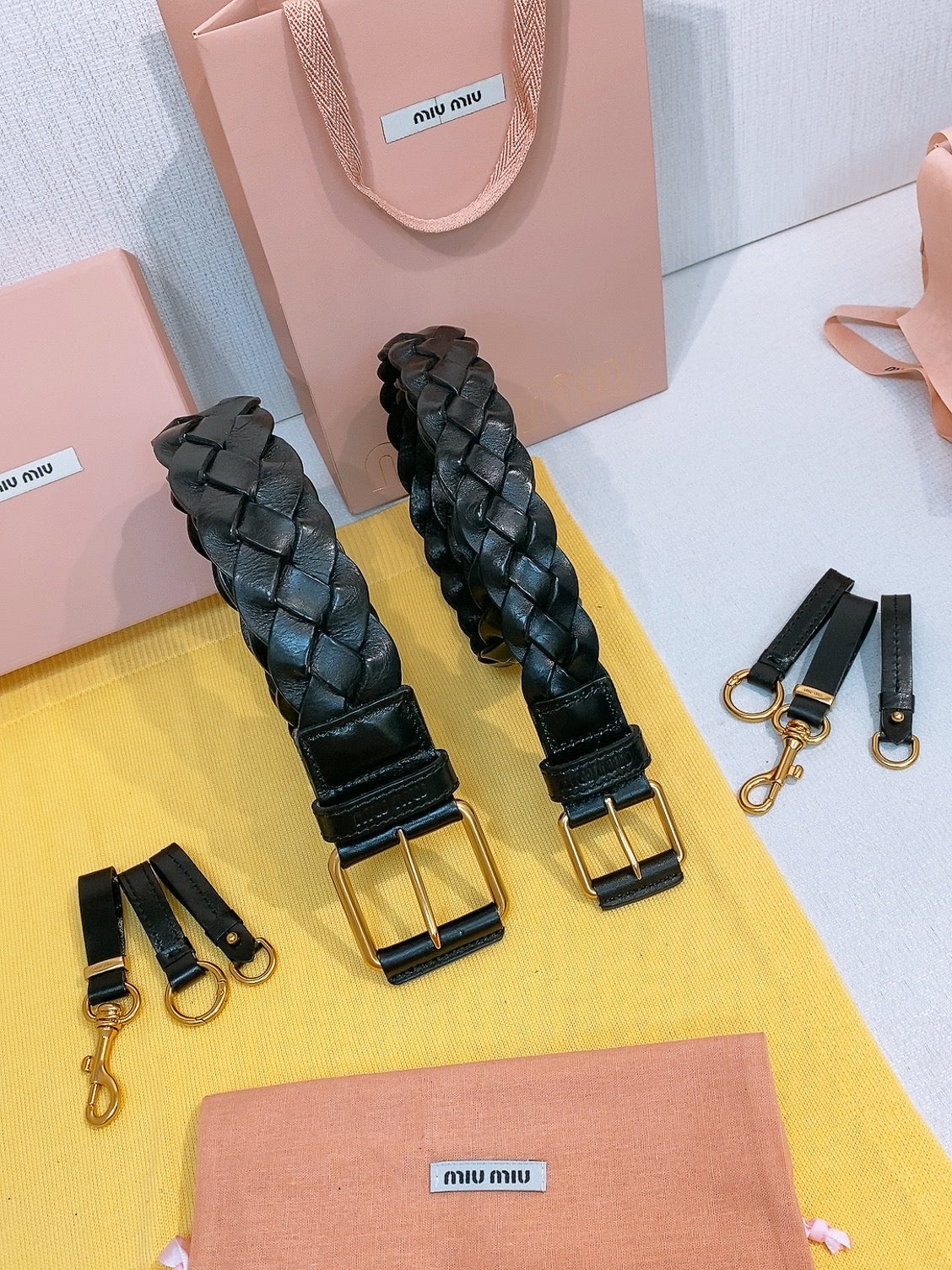 Miu 26s Black Woven Belt 211536