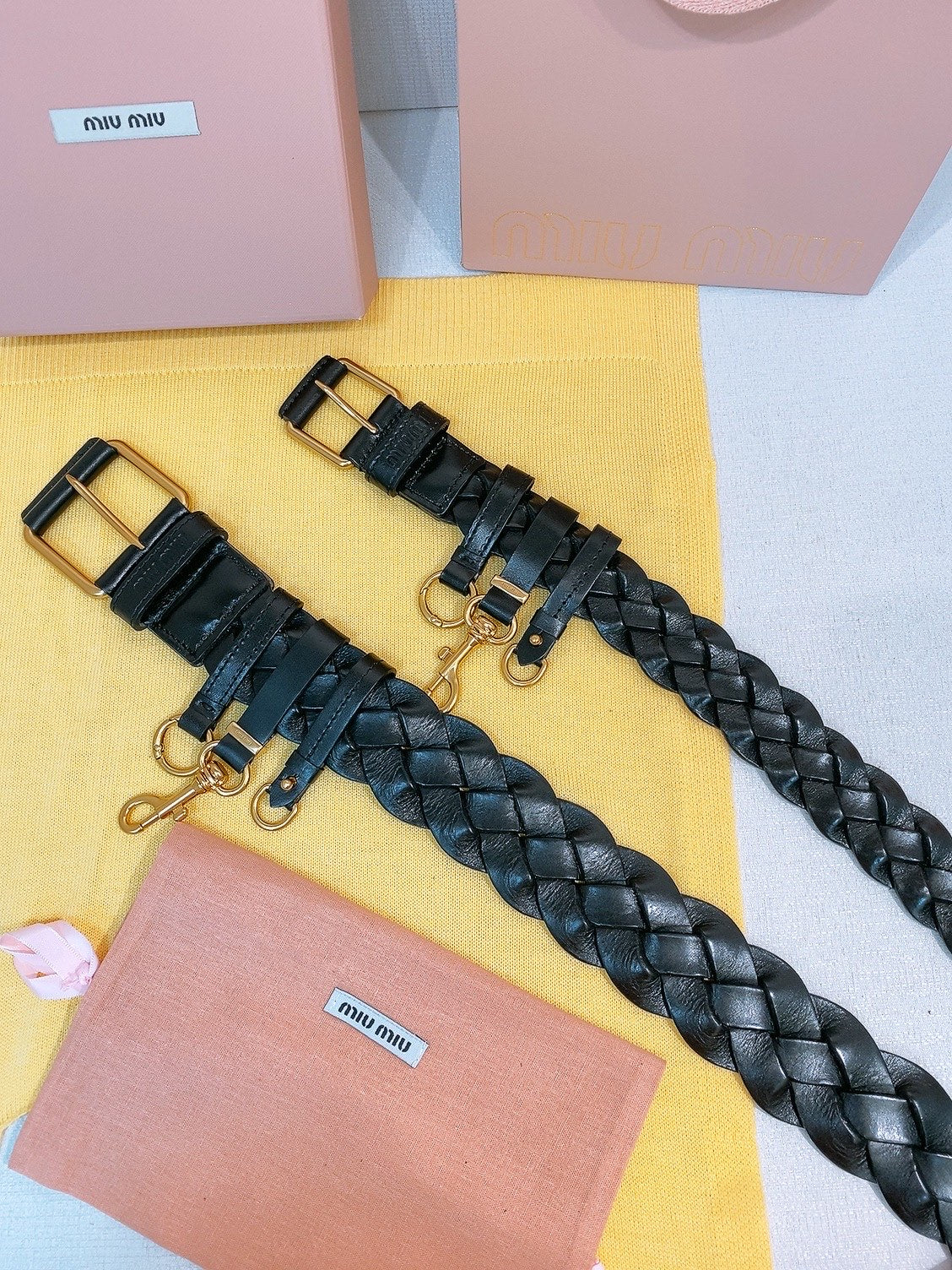 Miu 26s Black Woven Belt 211536