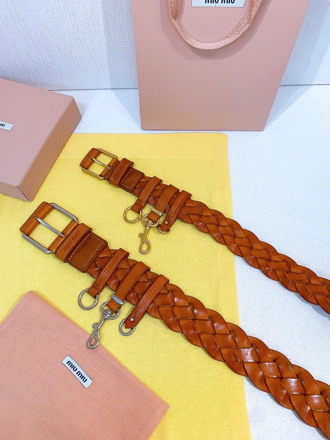 Miu 26s Brown Woven Belt 211533