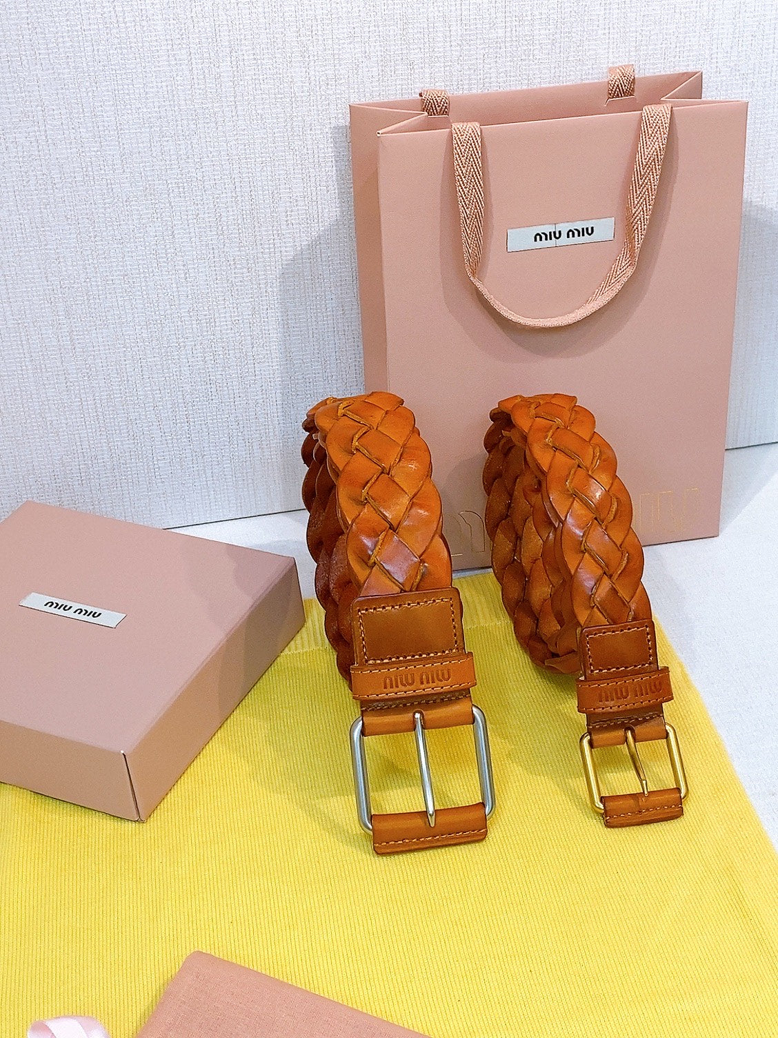 Miu 26s Brown Woven Belt 211533