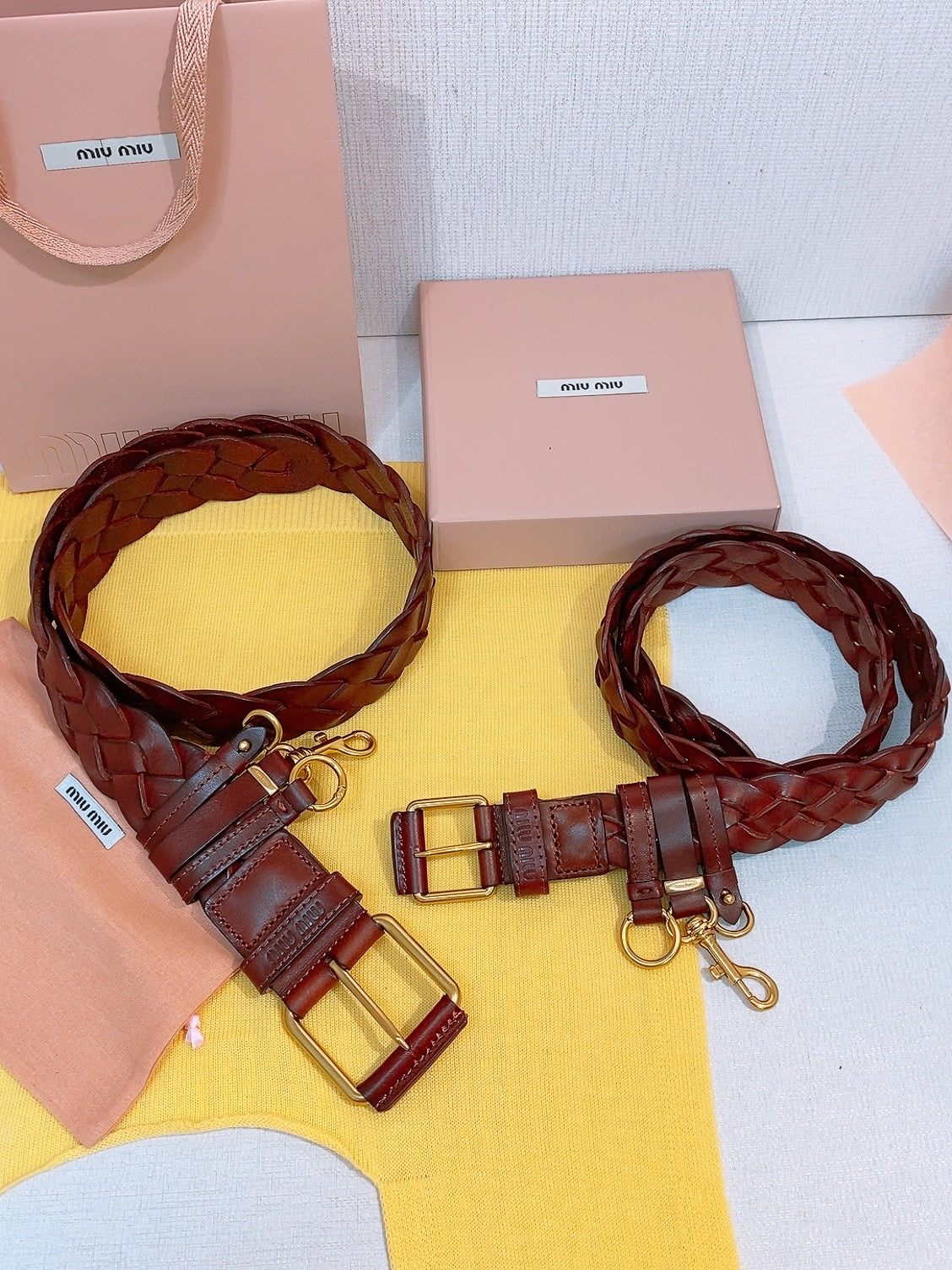 Miu 26s Burgundy Woven Belt 211531