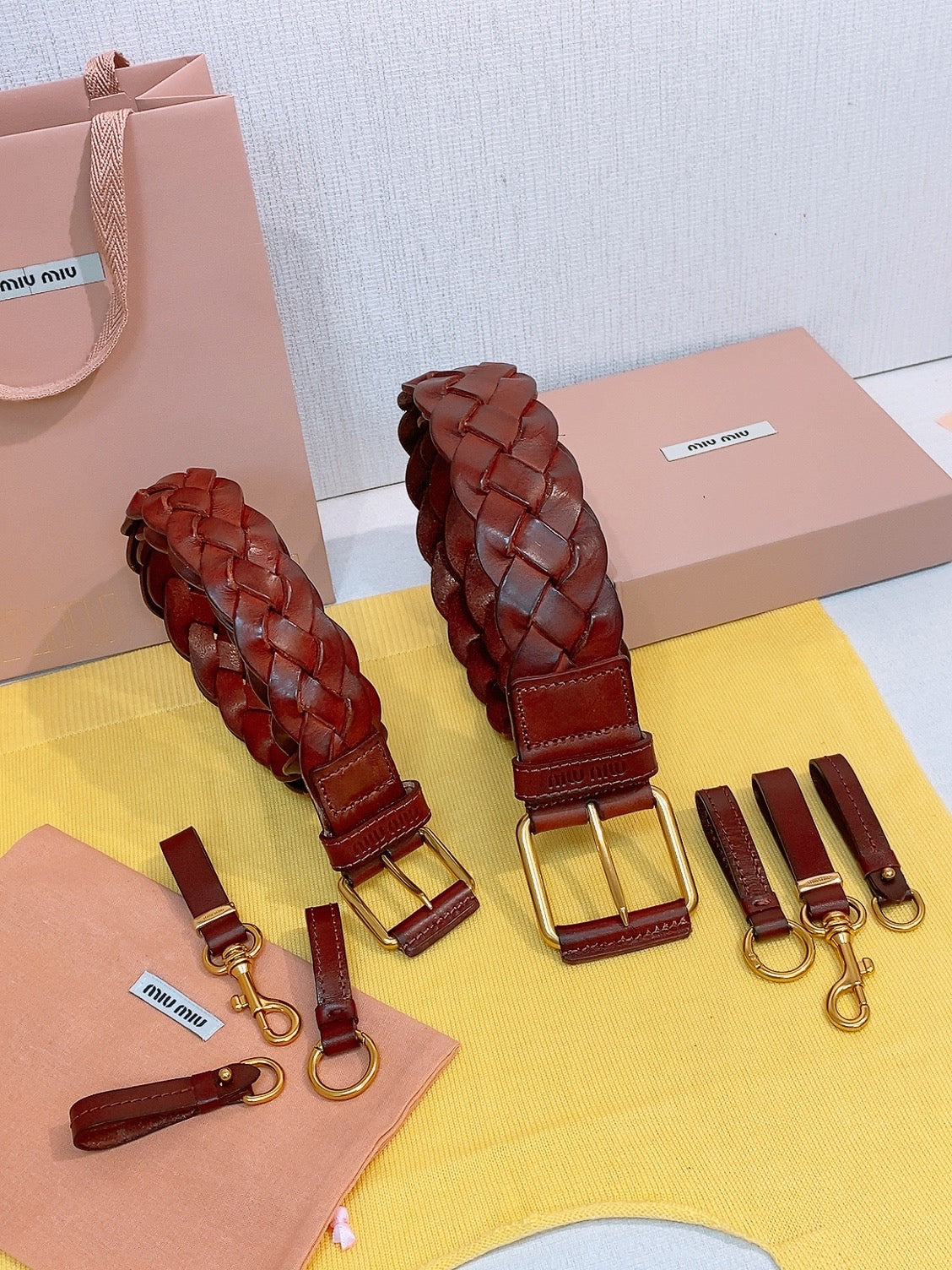 Miu 26s Burgundy Woven Belt 211531