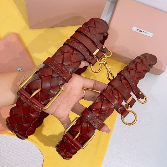 Miu 26s Burgundy Woven Belt 211531