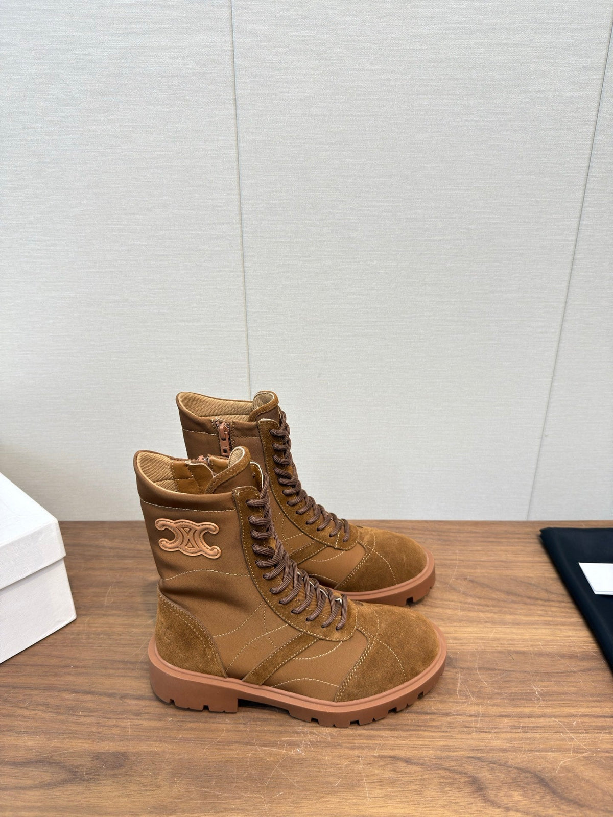 Celine 25 Boot Brown Suede Leather 552394