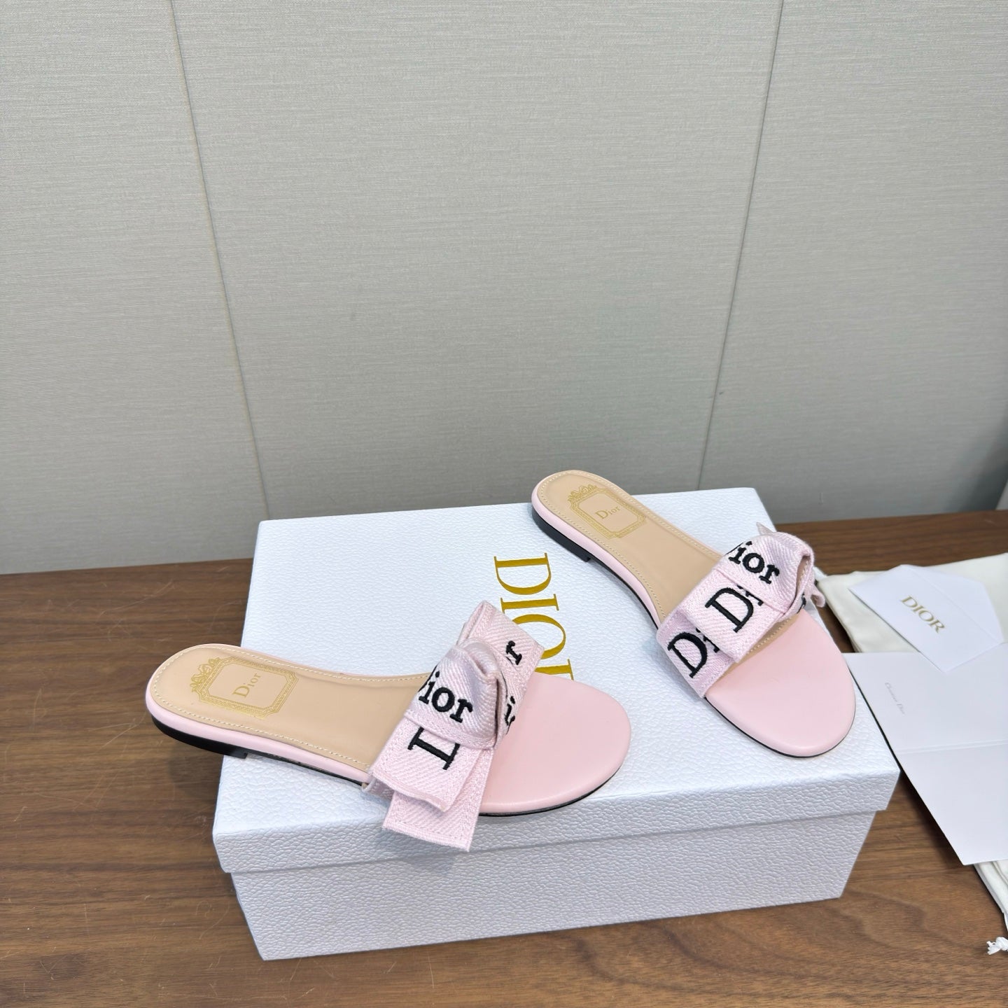CD 26s J'Adior Slides Light Pink Canvas Lambskin 922458