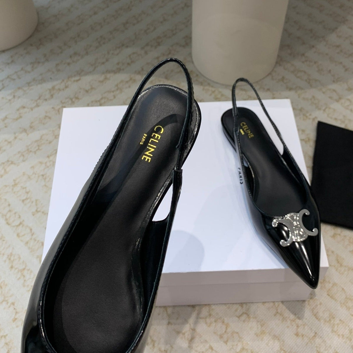 ALMA TRIOMPHE SLINGBACK IN GROS-GRAIN GLOSSY BLACK