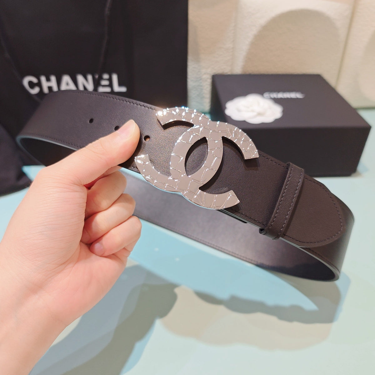 CC Belt 5.0 Brass Hardware Buckle Chocolate Leather 200102