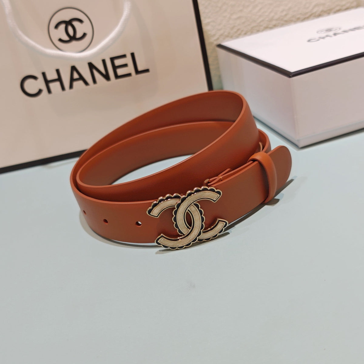 CC Belt 3.0 Scalloped Edge Buckle Tan Cowhide 200006