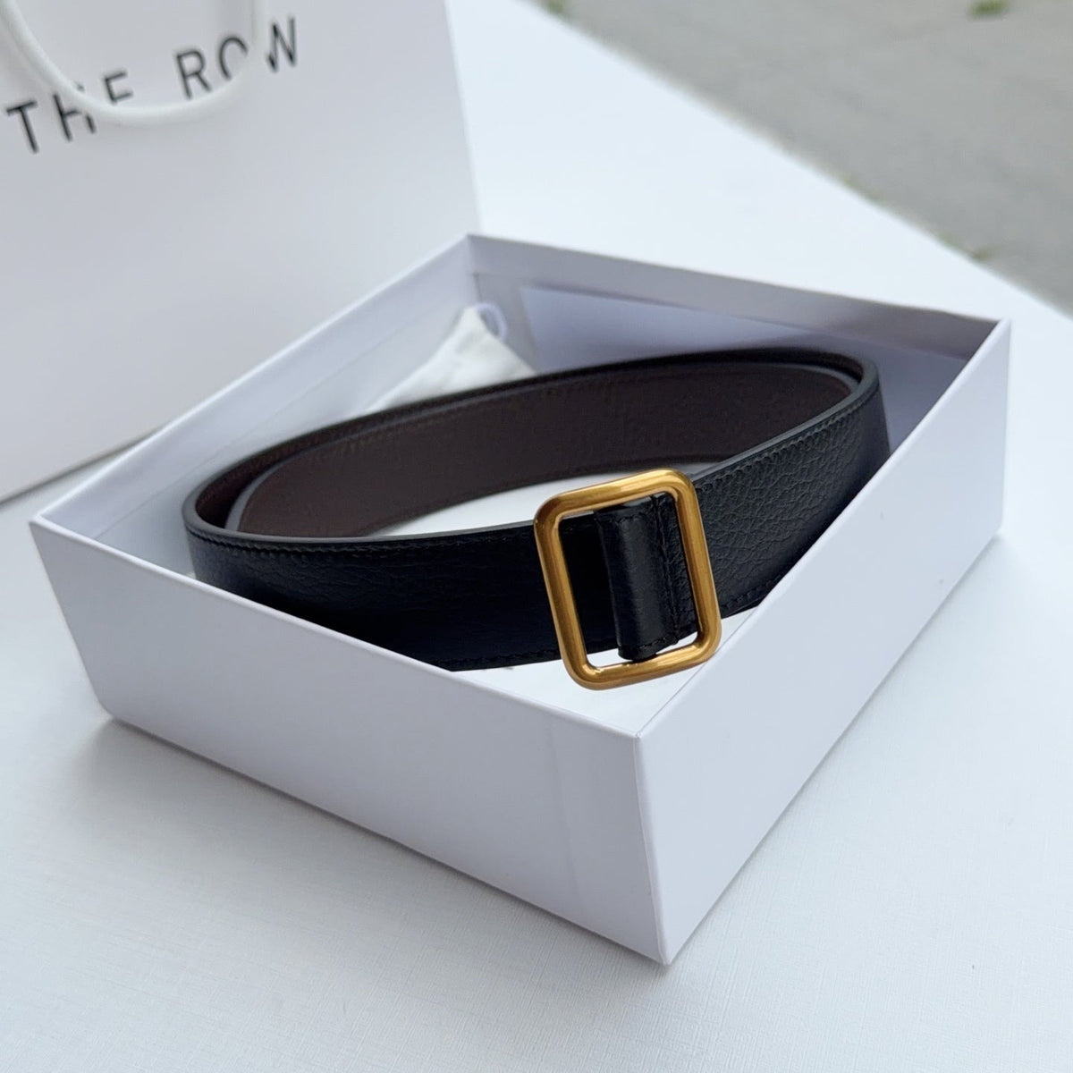 The Row Jin Belt 3cm Black Cowhide 211145