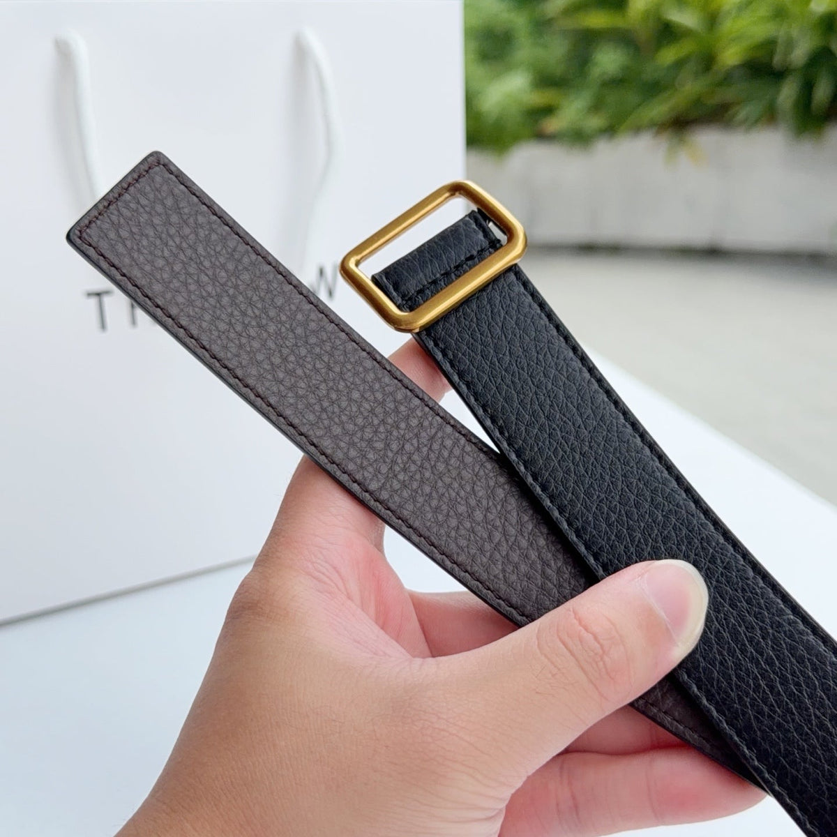 The Row Jin Belt 3cm Black Cowhide 211145