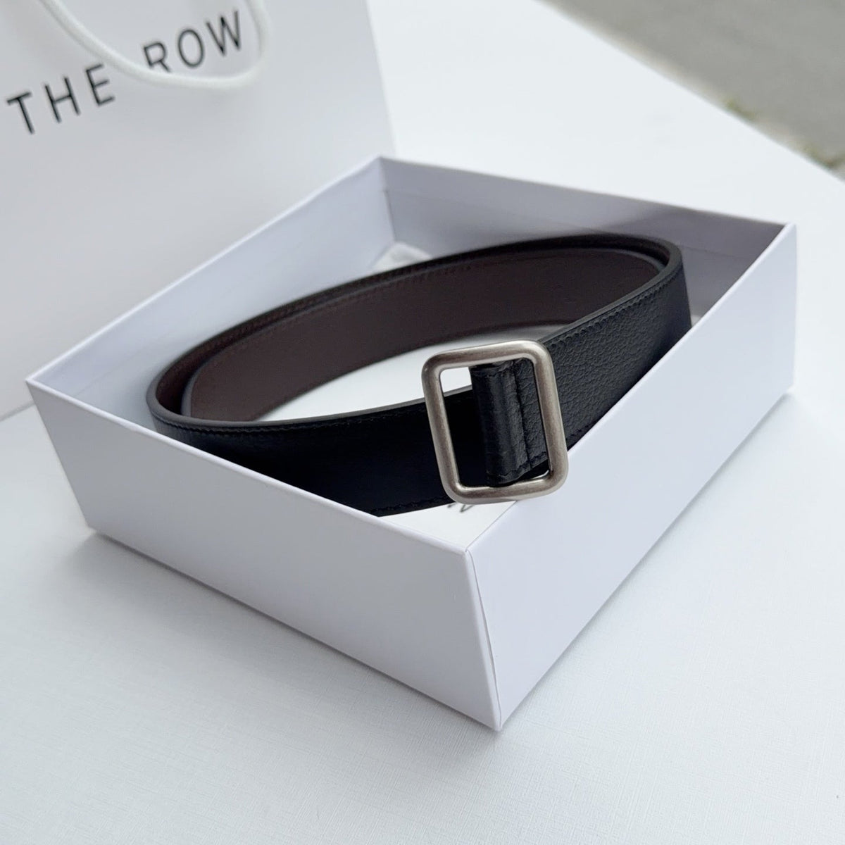 The Row Jin Belt 3cm Black Sliver Cowhide 211144