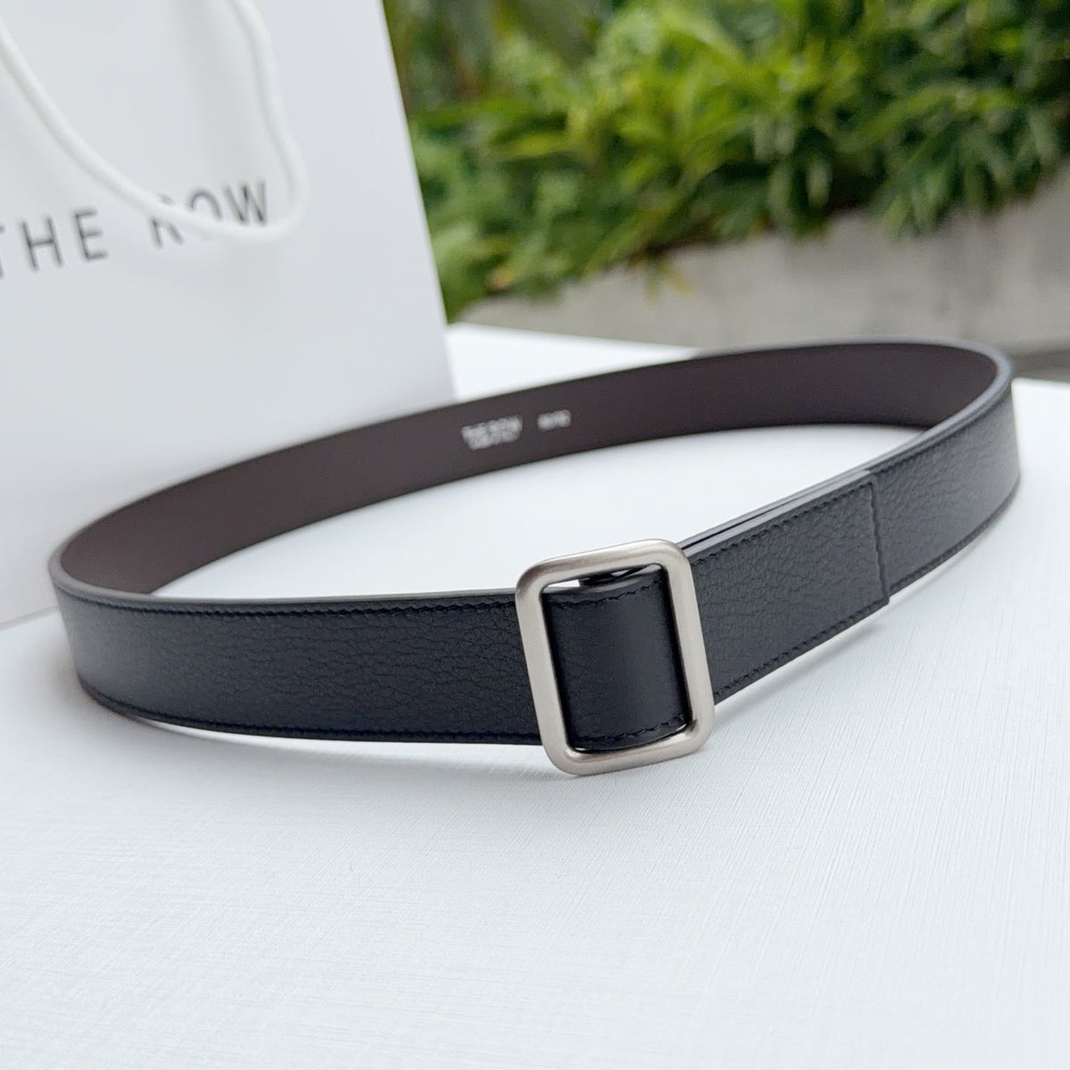 The Row Jin Belt 3cm Black Sliver Cowhide 211144
