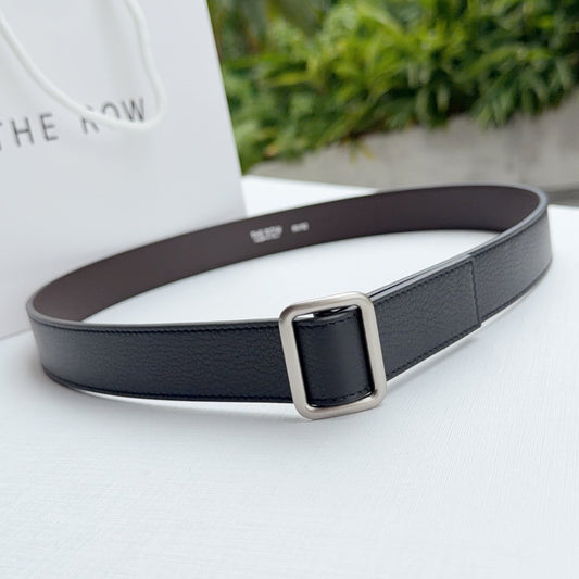The Row Jin Belt 3cm Black Sliver Cowhide 211144