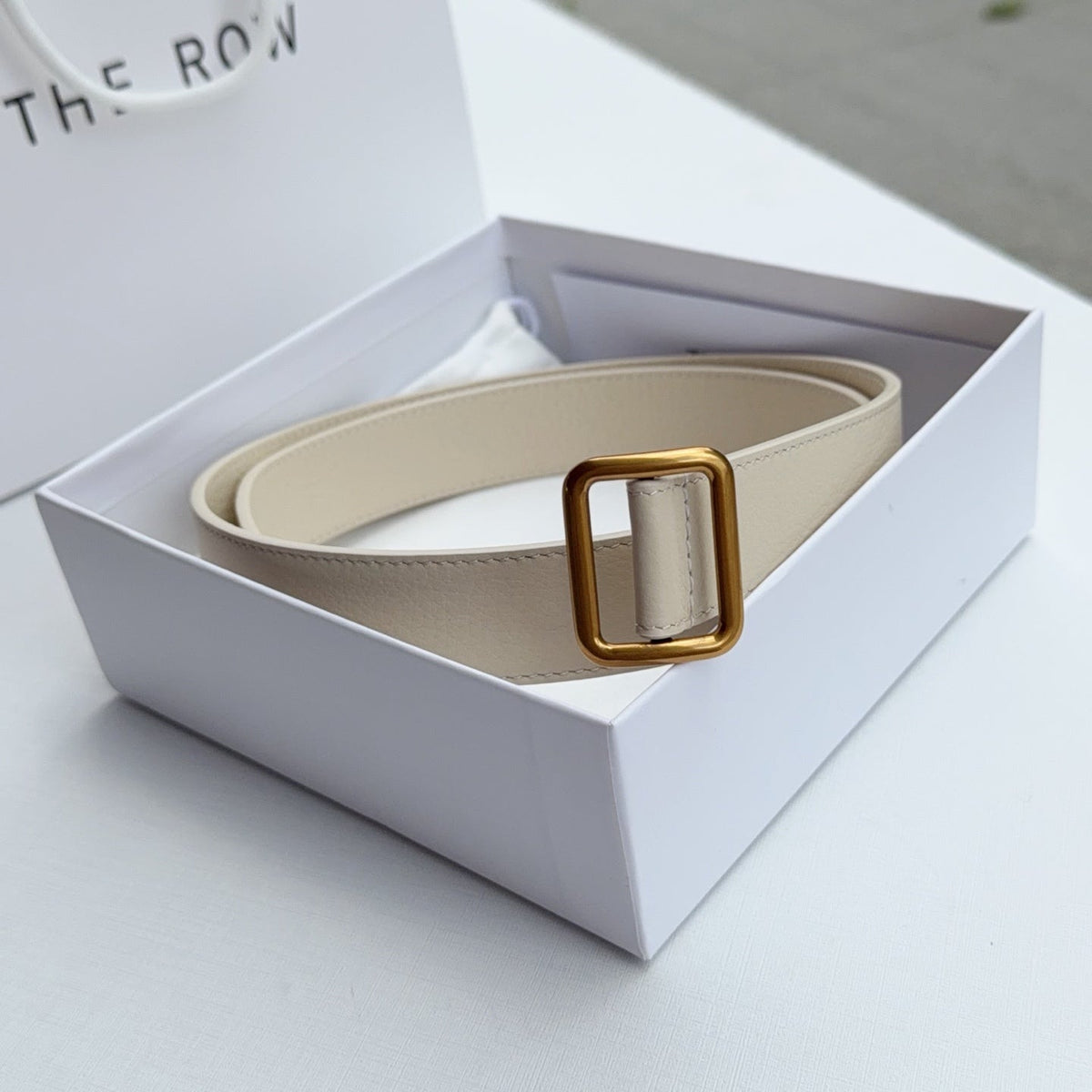 The Row Jin Belt 3cm Cream Gold Cowhide 211143