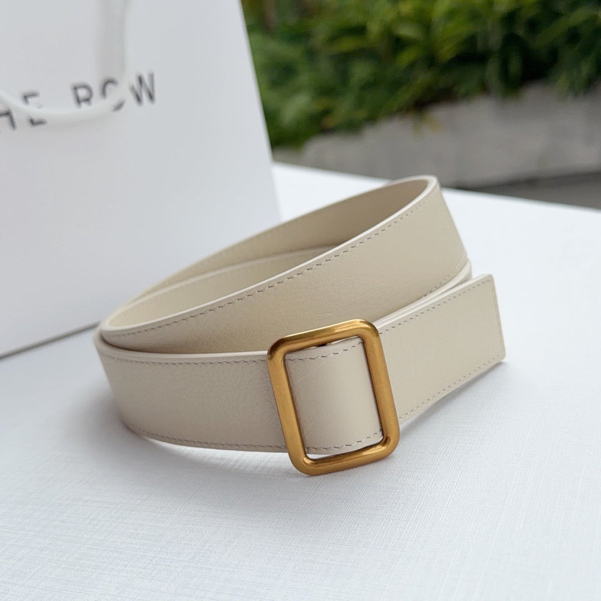 The Row Jin Belt 3cm Cream Gold Cowhide 211143