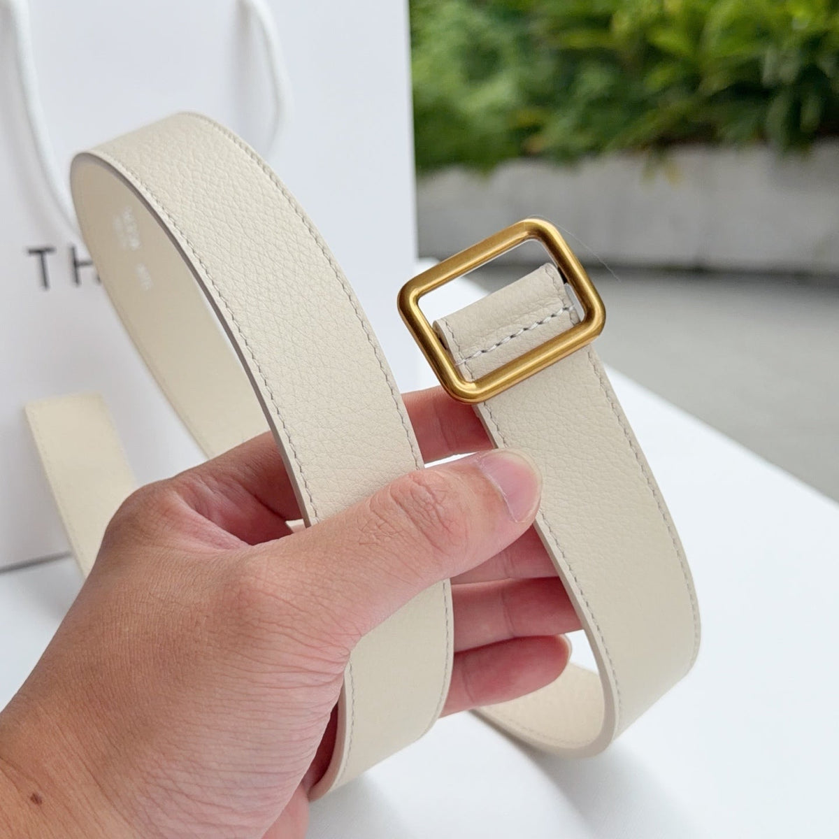 The Row Jin Belt 3cm Cream Gold Cowhide 211143