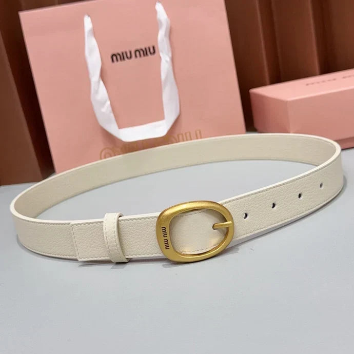 Miumiu2026 Oval Buckle Belt 30mm Leather